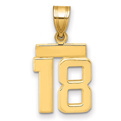 10K Yellow Gold Small Polished Number 18 Charm