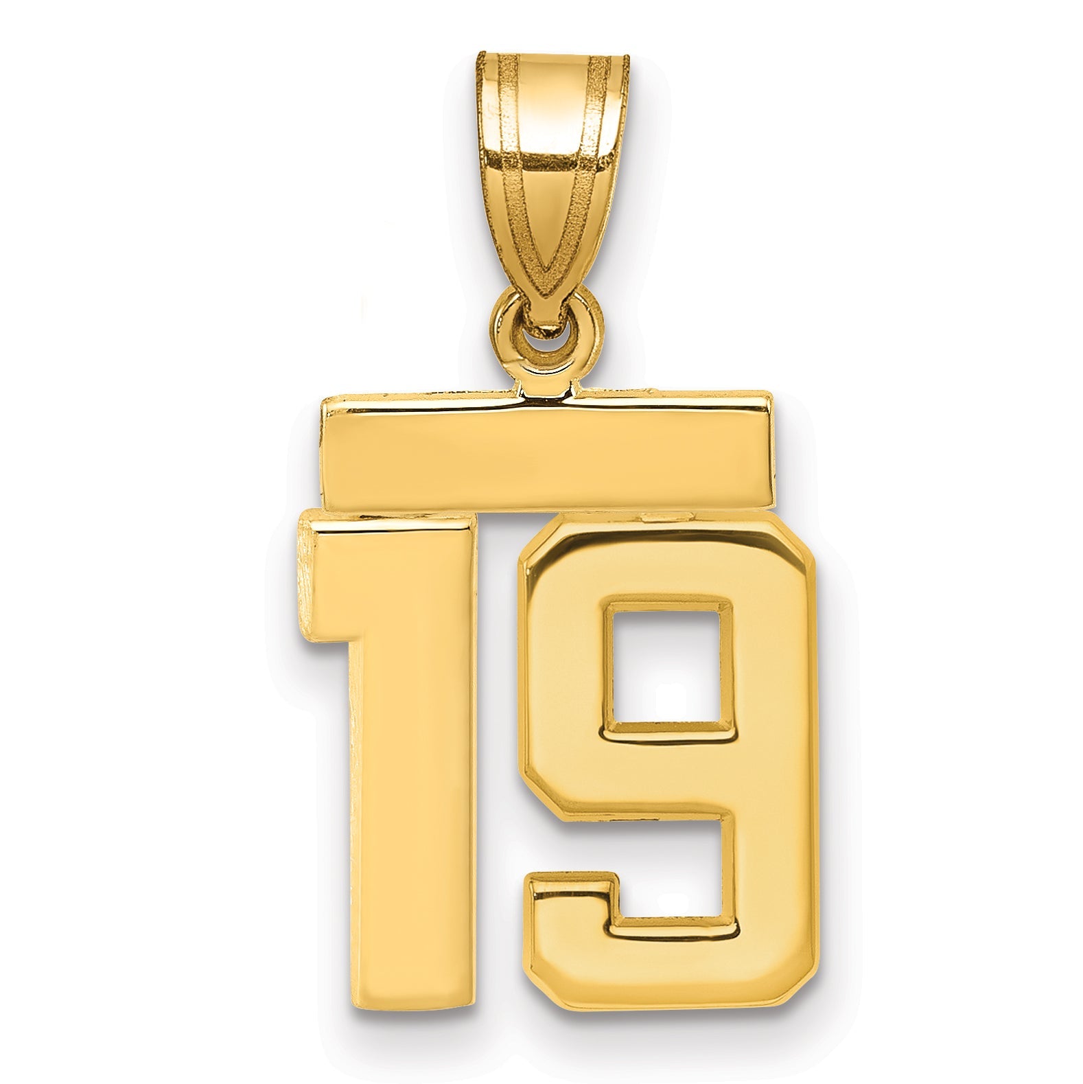 10K Yellow Gold Small Polished Number 19 Charm