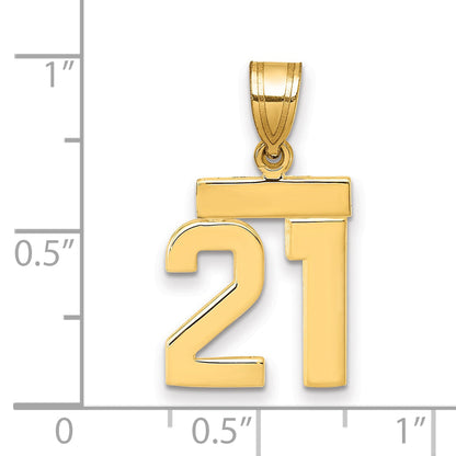 10K Yellow Gold Small Polished Number 21 Charm