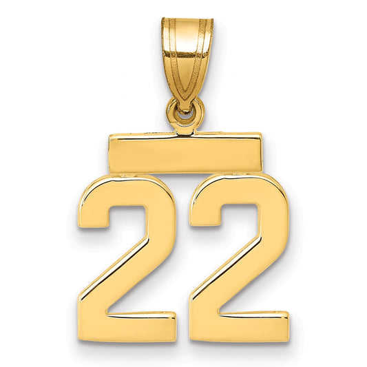 10K Yellow Gold Small Polished Number 22 Charm