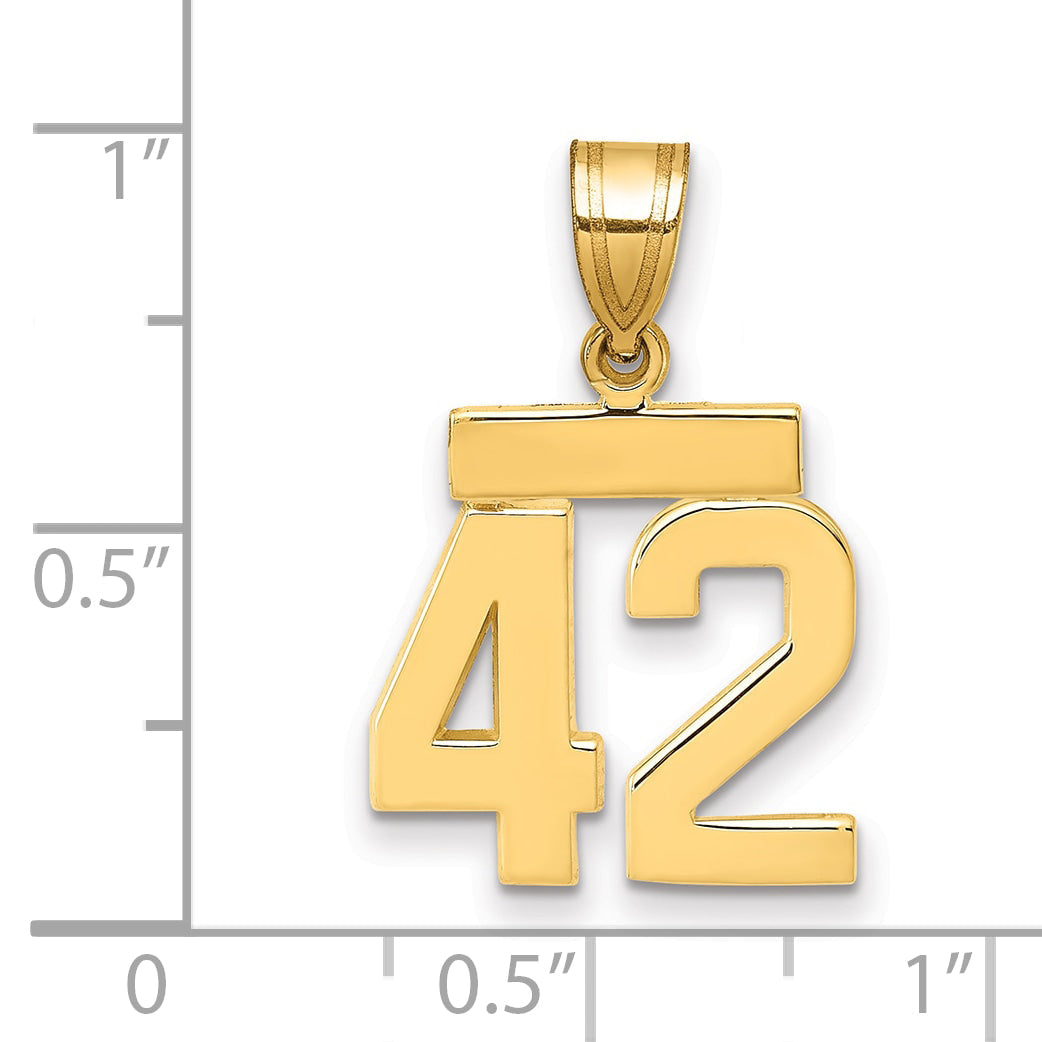 10K Yellow Gold Small Polished Number 42 Charm