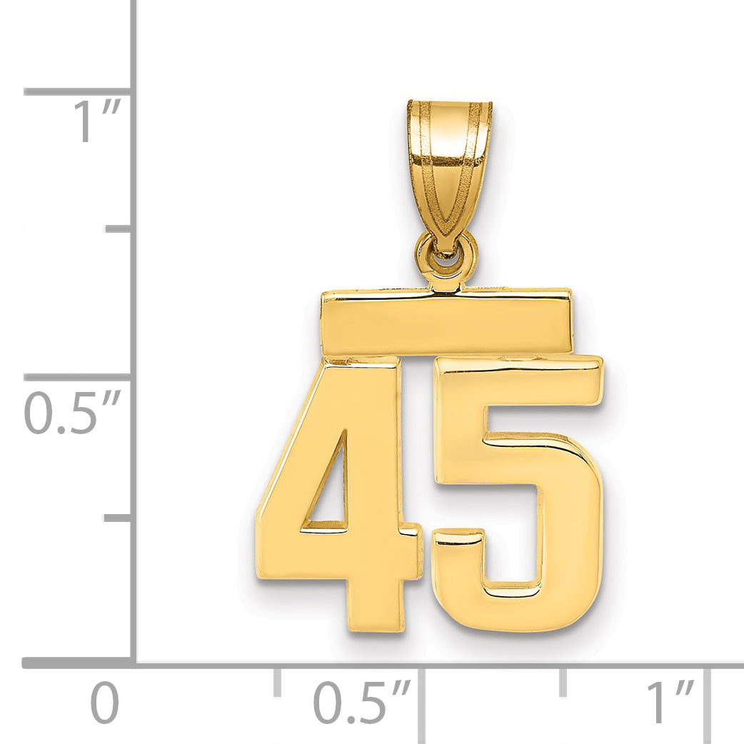 10K Yellow Gold Small Polished Number 45 Charm