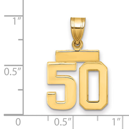 10K Yellow Gold Small Polished Number 50 Charm