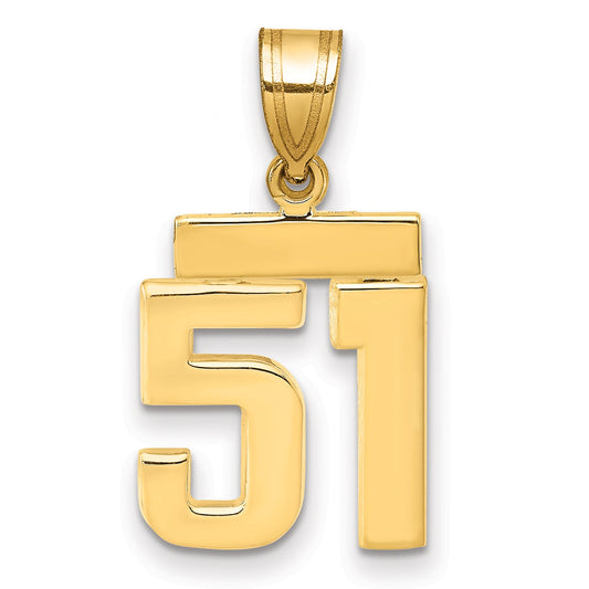 10K Yellow Gold Small Polished Number 51 Charm