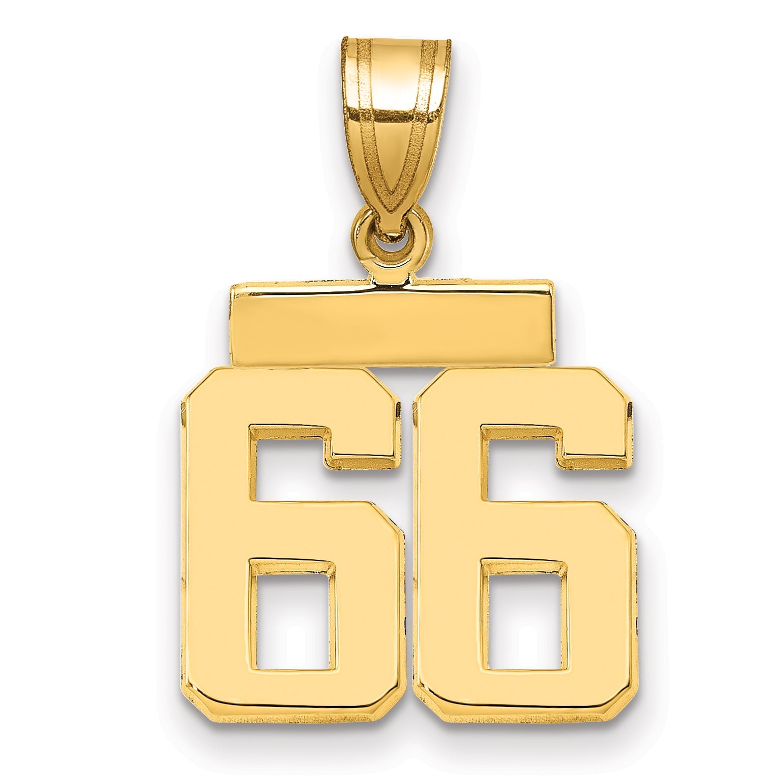 10K Yellow Gold Small Polished Number 66 Charm