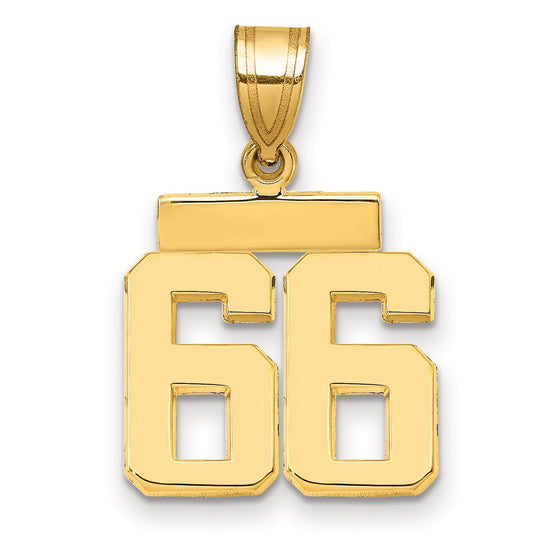 10K Yellow Gold Small Polished Number 66 Charm