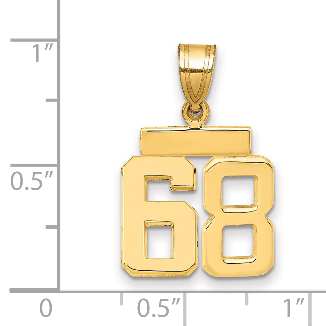 10K Yellow Gold Small Polished Number 68 Charm