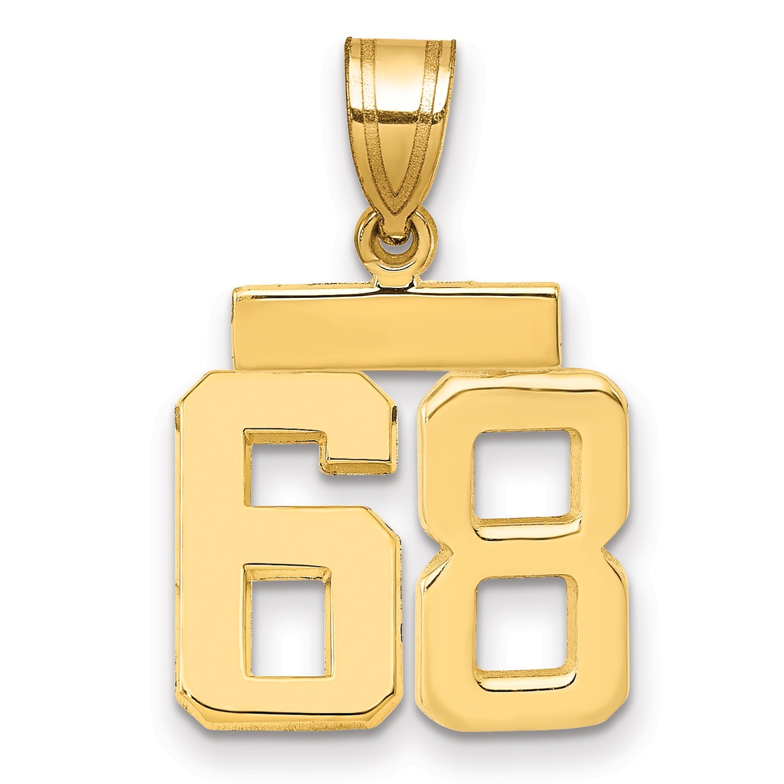 10K Yellow Gold Small Polished Number 68 Charm