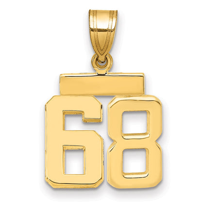 10K Yellow Gold Small Polished Number 68 Charm