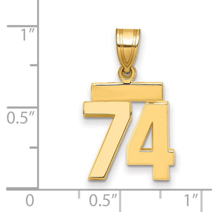 10K Yellow Gold Small Polished Number 74 Charm