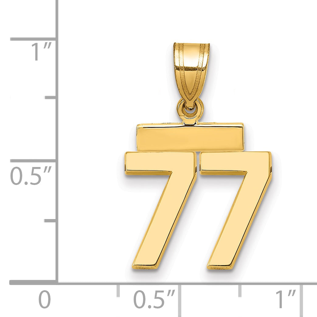 10K Yellow Gold Small Polished Number 77 Charm