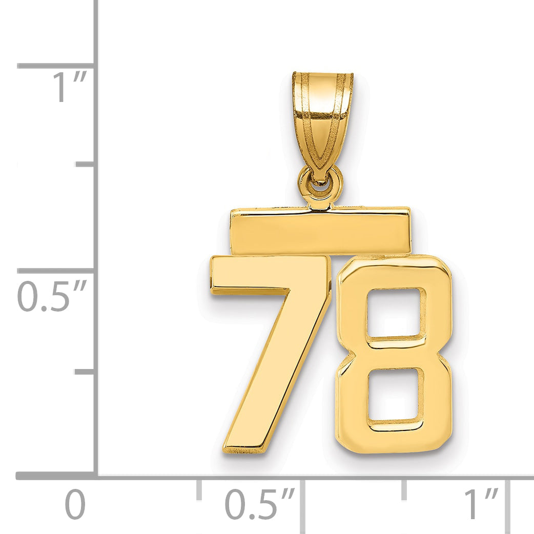 10K Yellow Gold Small Polished Number 78 Charm