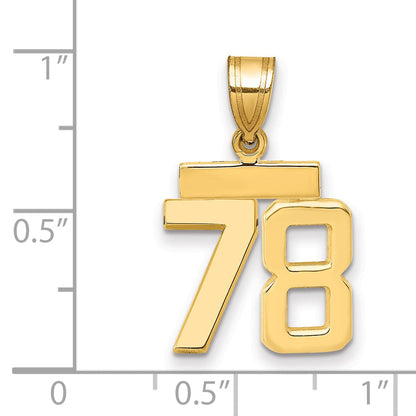 10K Yellow Gold Small Polished Number 78 Charm