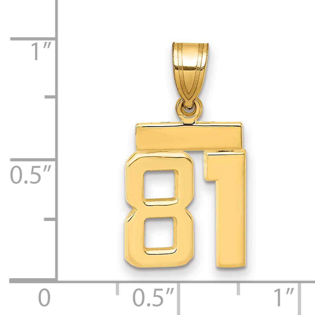 10K Yellow Gold Small Polished Number 81 Charm