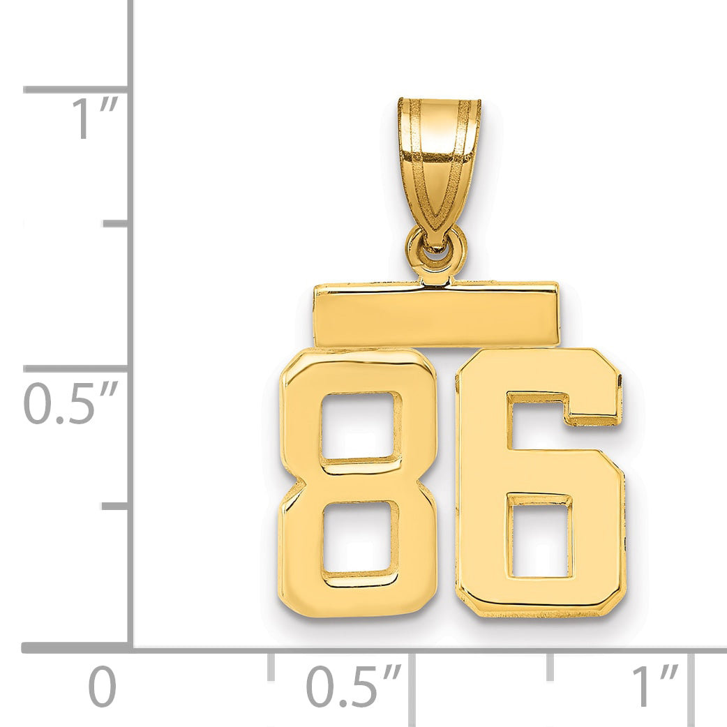 10K Yellow Gold Small Polished Number 86 Charm