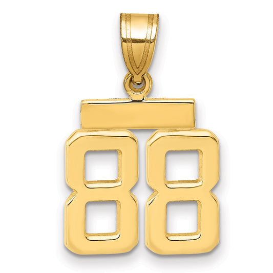 10K Yellow Gold Small Polished Number 88 Charm