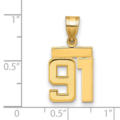10K Yellow Gold Small Polished Number 91 Charm