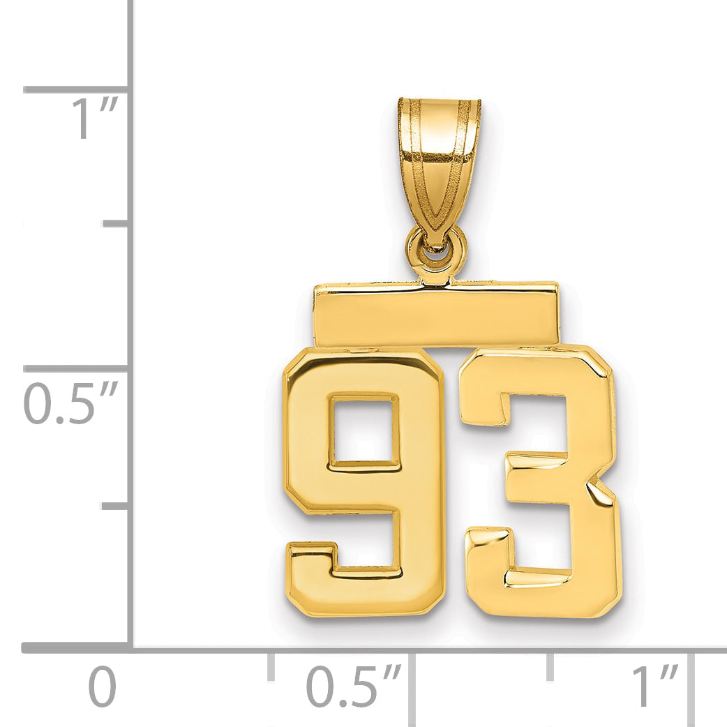 10K Yellow Gold Small Polished Number 93 Charm