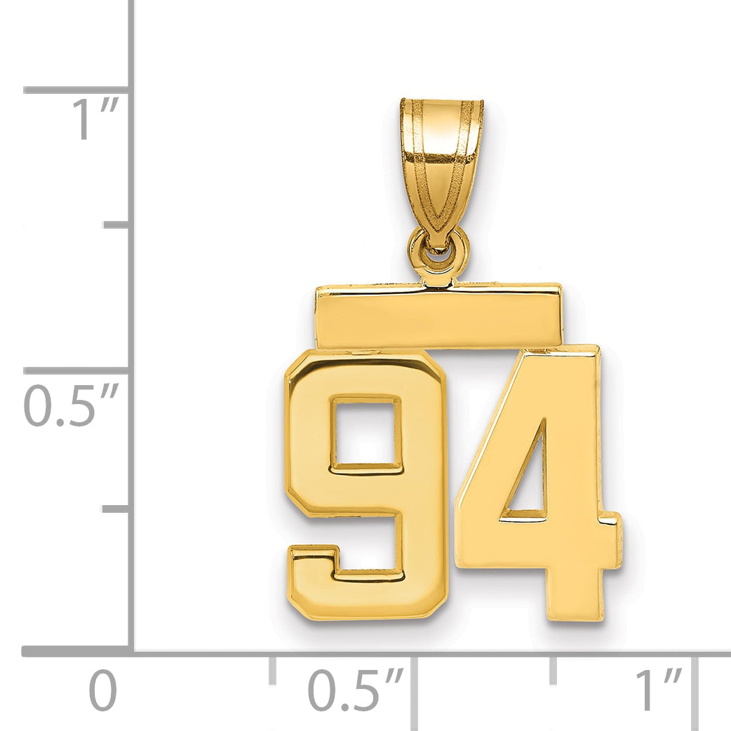 10K Yellow Gold Small Polished Number 94 Charm