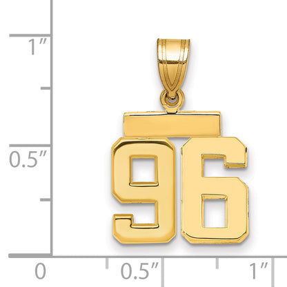 10K Yellow Gold Small Polished Number 96 Charm