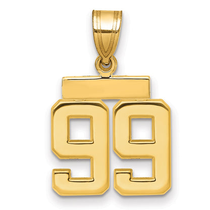 10K Yellow Gold Small Polished Number 99 Charm