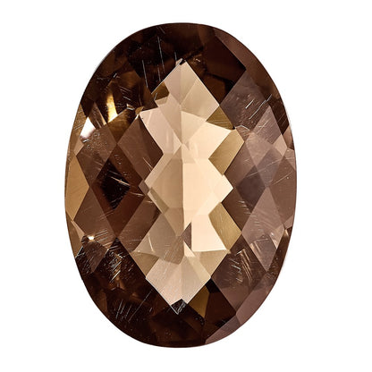 Gemstone Smoky Quartz Aa Quality 12X10mm Oval Checkerboard