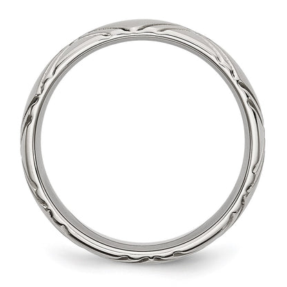 Stainless Steel Brushed And Polished Criss Cross Design 6mm Band