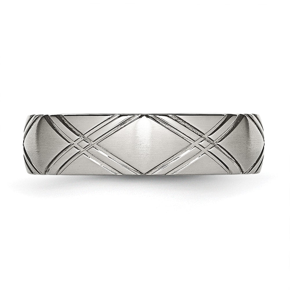 Stainless Steel Brushed And Polished Criss Cross Design 6mm Band