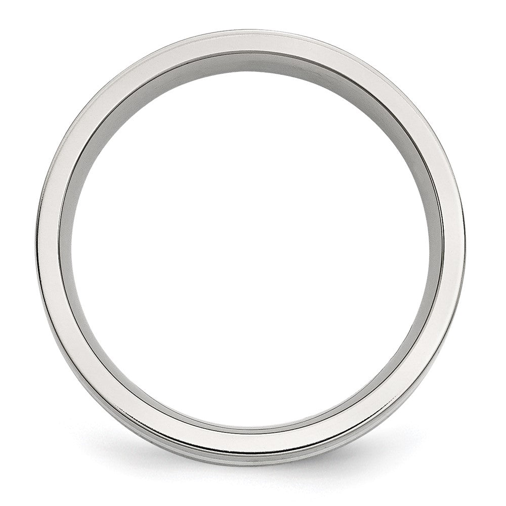 Stainless Steel Sterling Silver Inlay Polished 6mm Flat Band