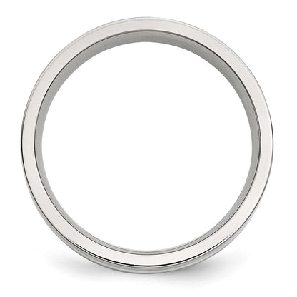Stainless Steel Sterling Silver Inlay Polished 6mm Flat Band