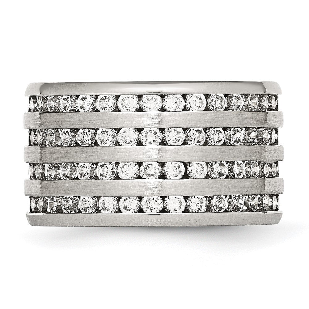 Stainless Steel Multirow 13mm Cz Ring