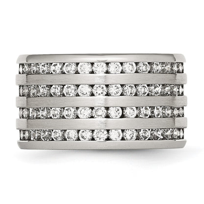 Stainless Steel Multirow 13mm Cz Ring