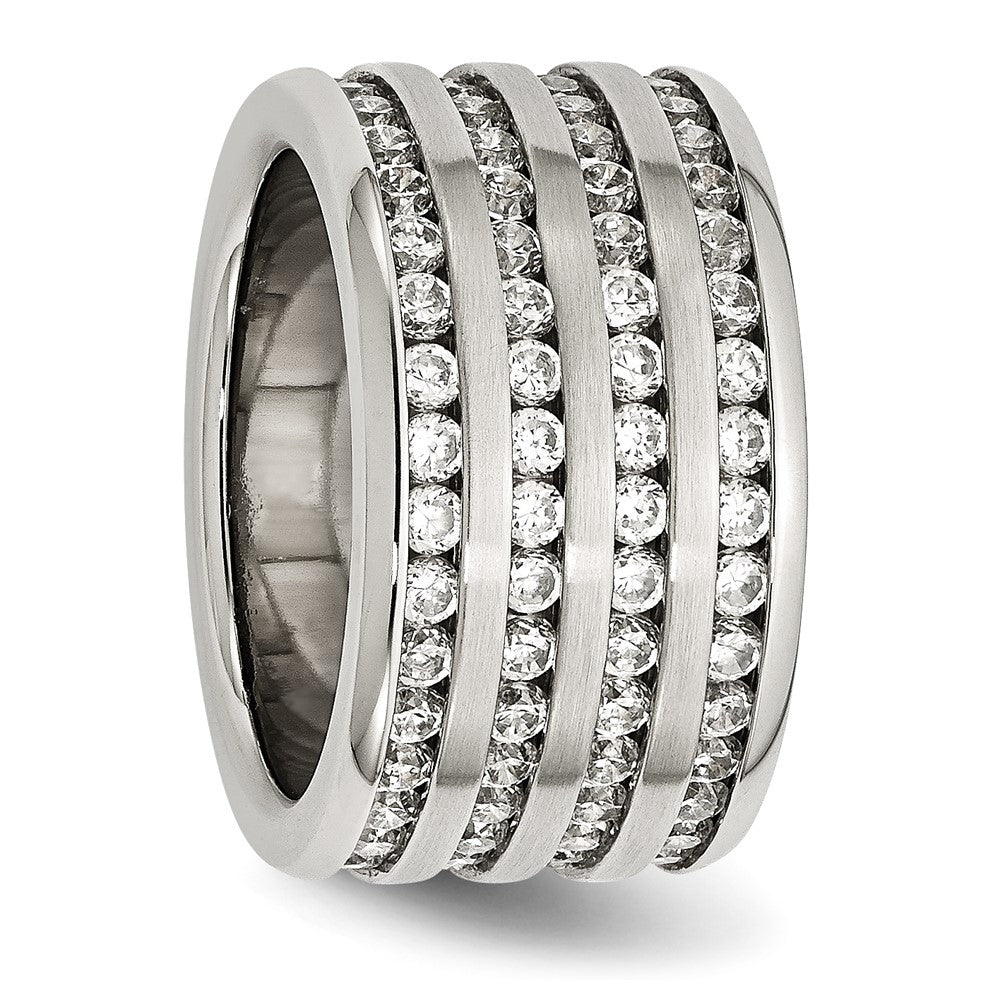 Stainless Steel Multirow 13mm Cz Ring