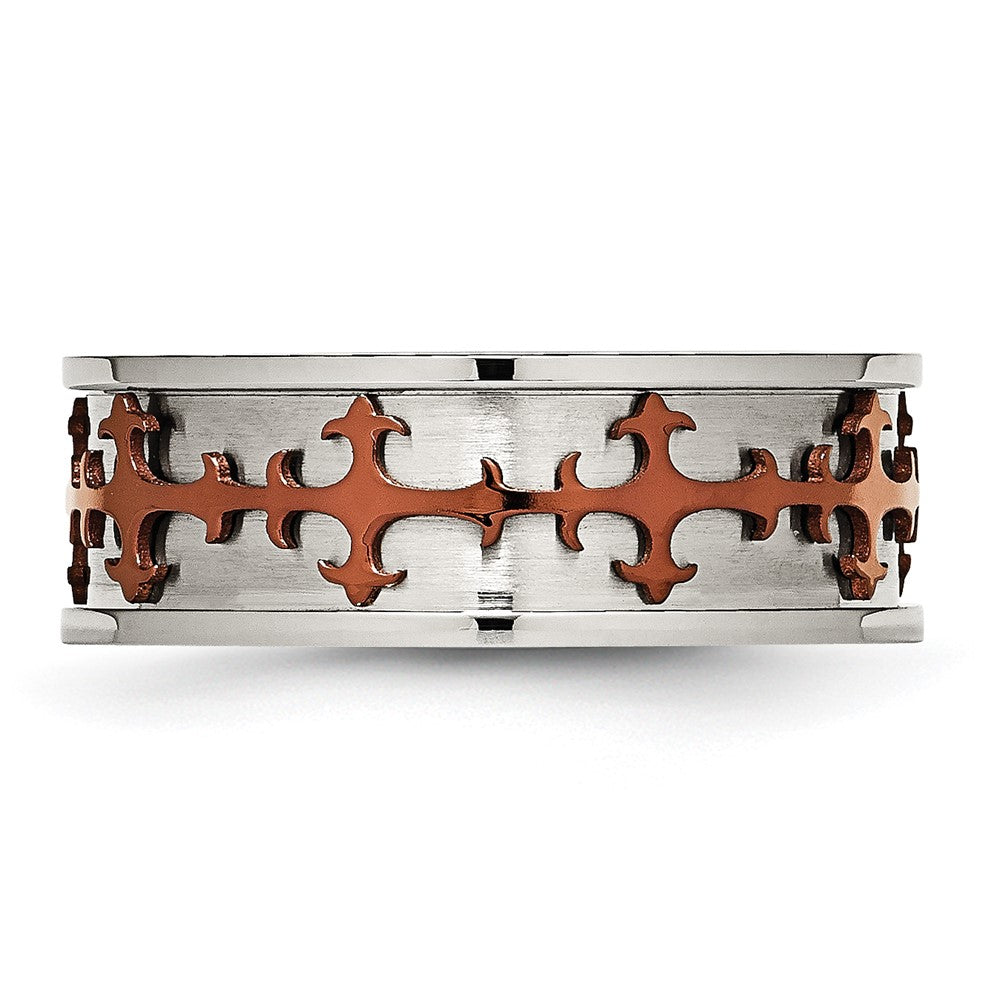 Stainless Steel Brown Ip Plated Crosses Ring