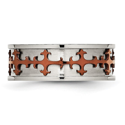 Stainless Steel Brown Ip Plated Crosses Ring