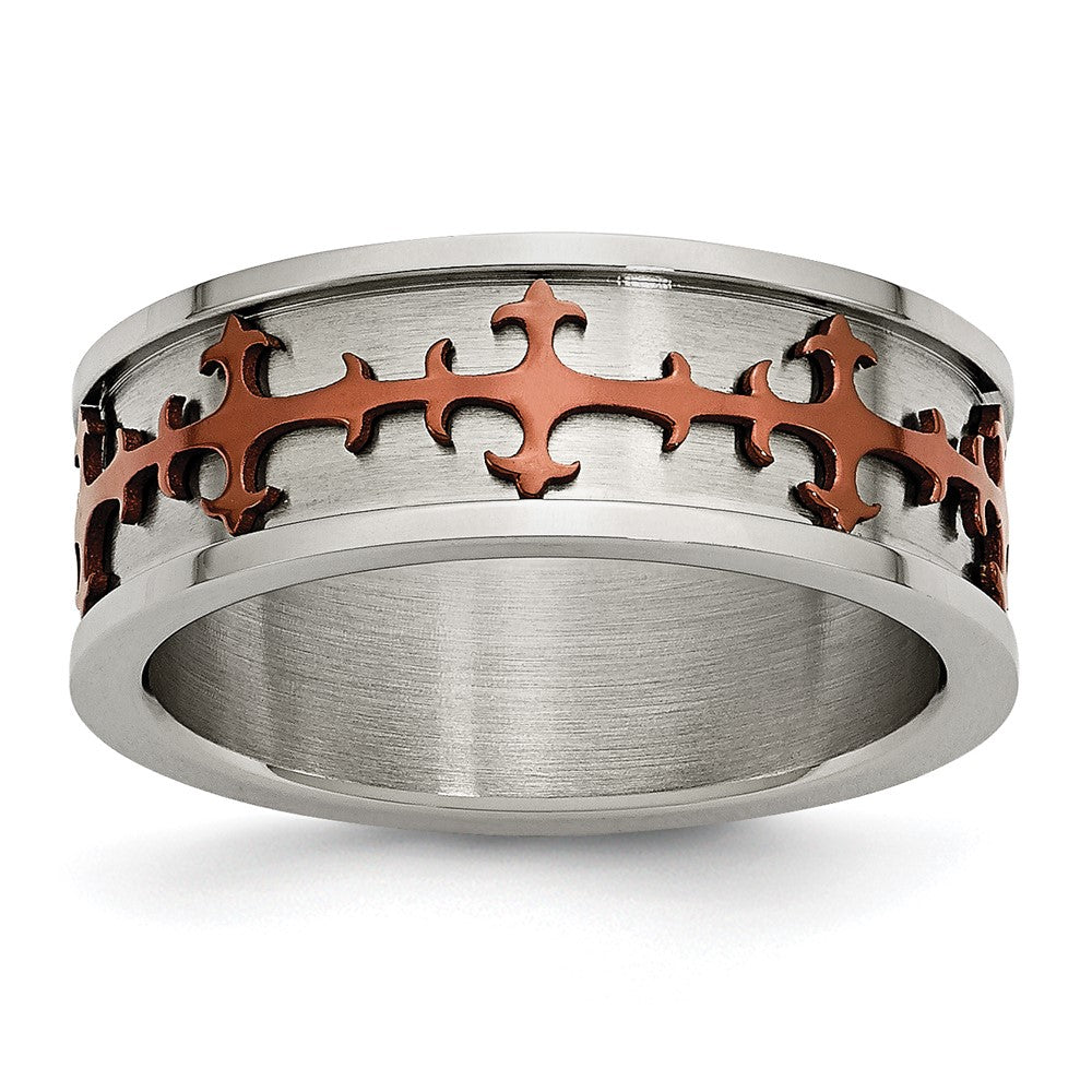 Stainless Steel Brown Ip Plated Crosses Ring