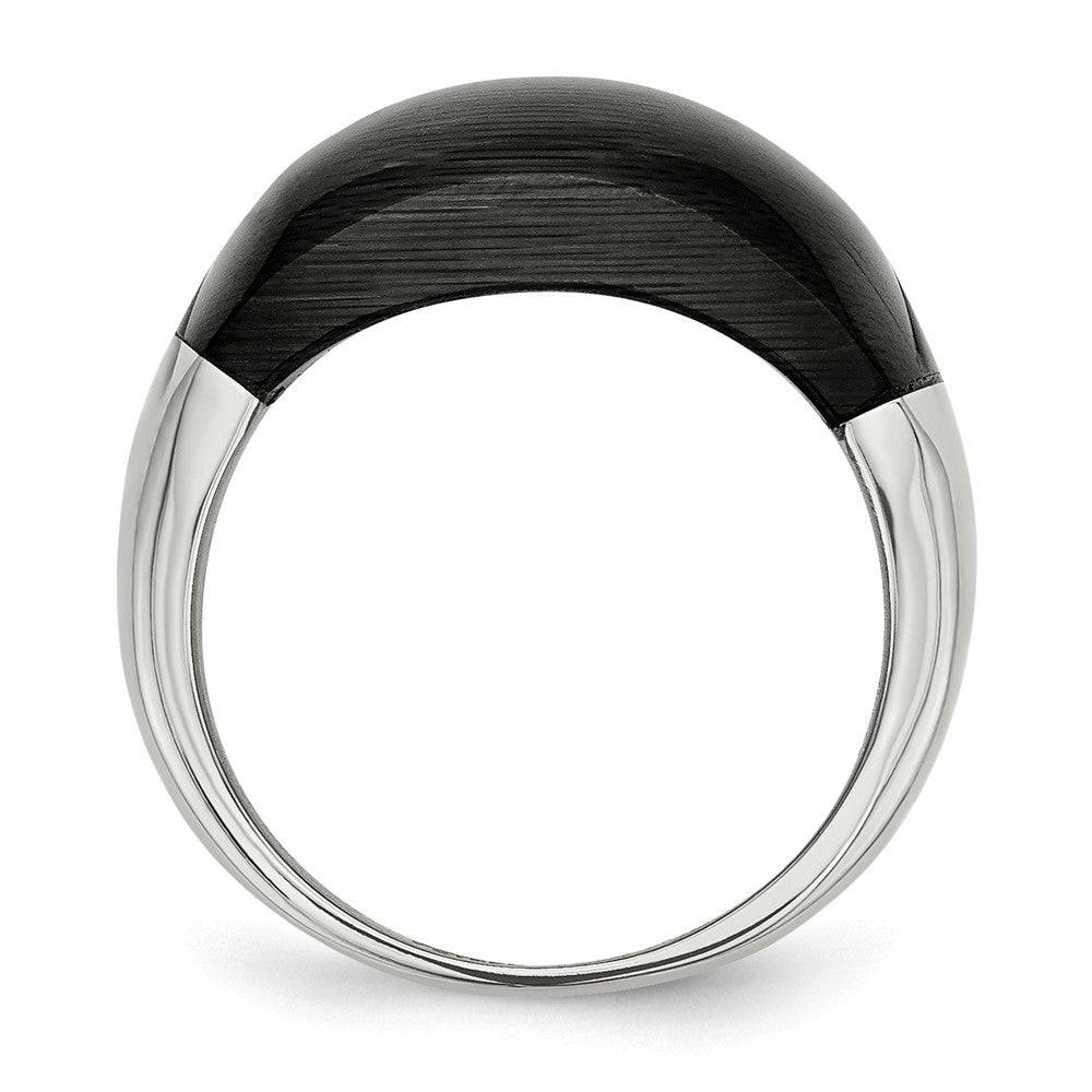 Stainless Steel 12mm Black Cat'S Eye Ring