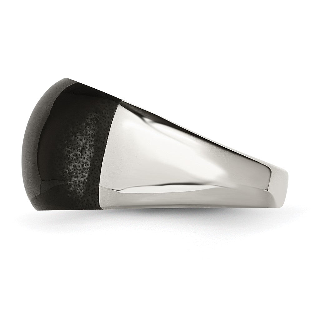 Stainless Steel 12mm Black Cat'S Eye Ring