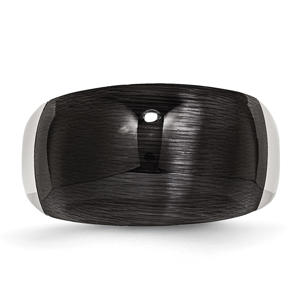 Stainless Steel 12mm Black Cat'S Eye Ring