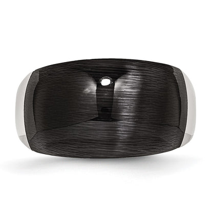 Stainless Steel 12mm Black Cat'S Eye Ring