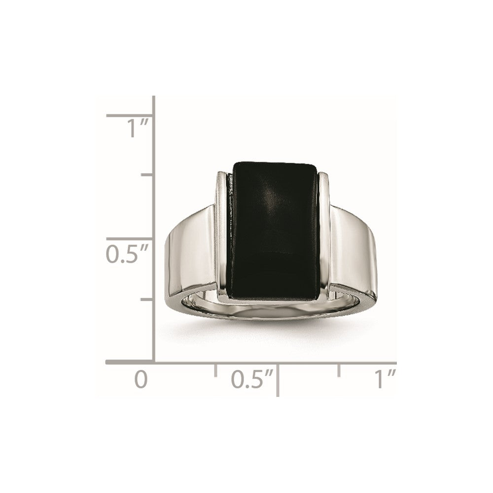 Stainless Steel Black Glass Ring