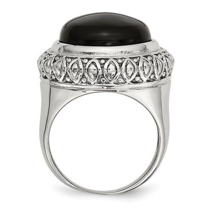 Stainless Steel Black Glass Textured Edge Ring