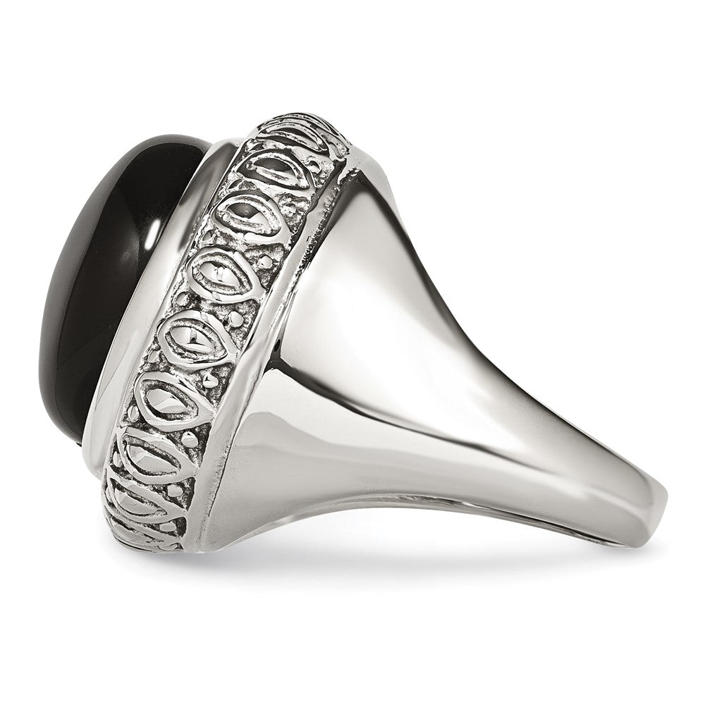 Stainless Steel Black Glass Textured Edge Ring