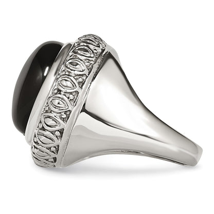 Stainless Steel Black Glass Textured Edge Ring