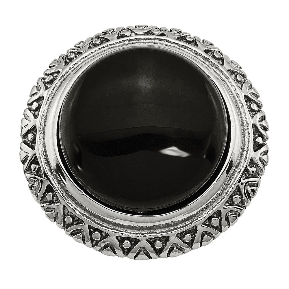 Stainless Steel Black Glass Textured Edge Ring
