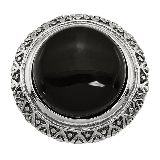 Stainless Steel Black Glass Textured Edge Ring