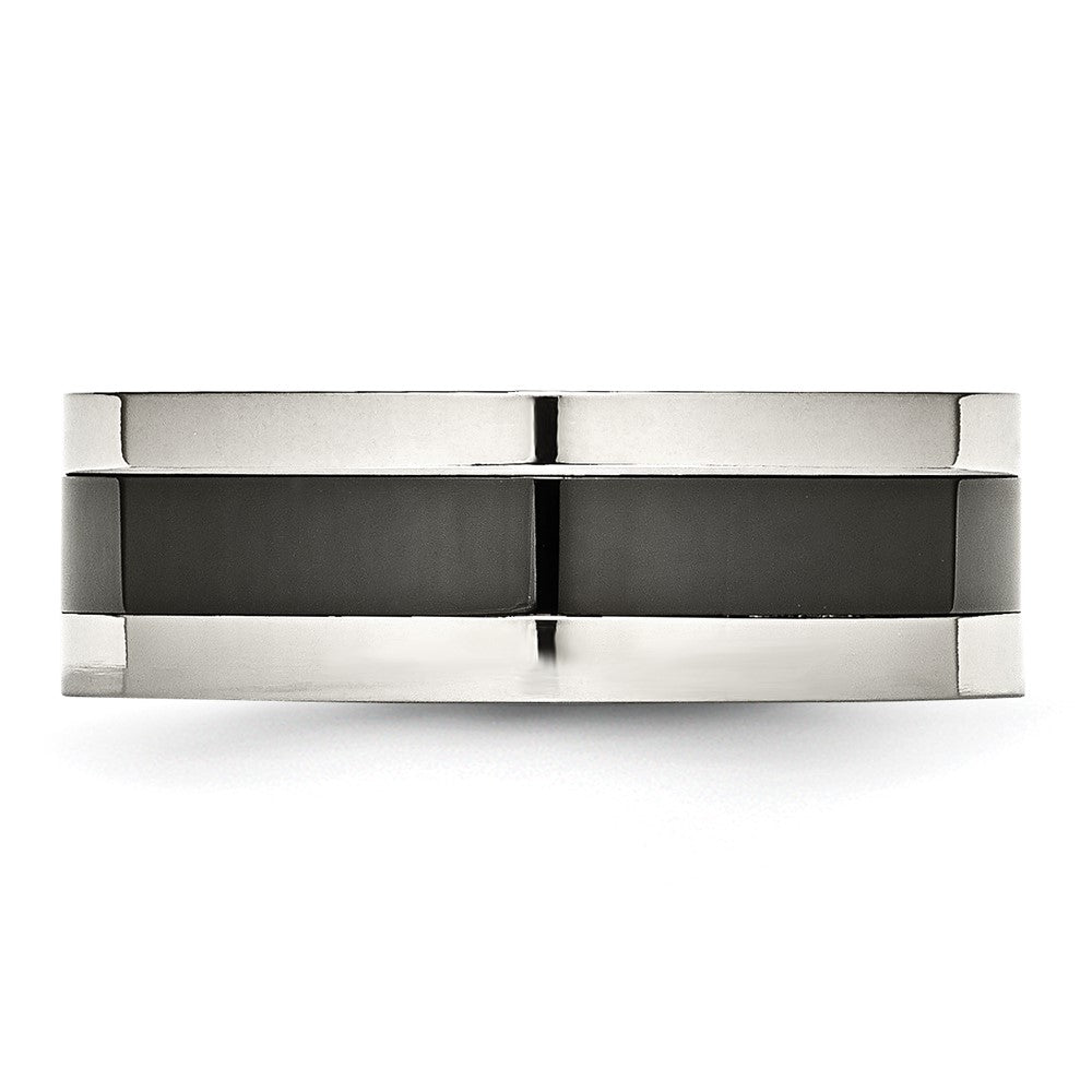 Stainless Steel Base With Polished Black Ceramic Center Band