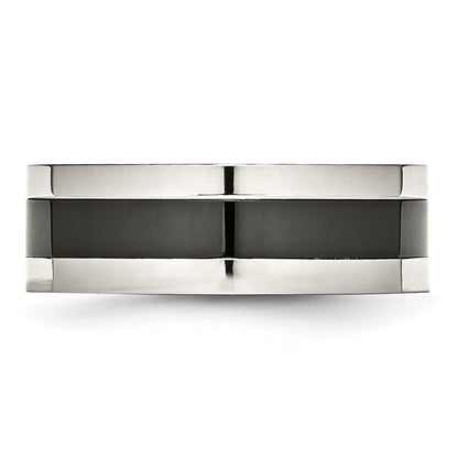 Stainless Steel Base With Polished Black Ceramic Center Band