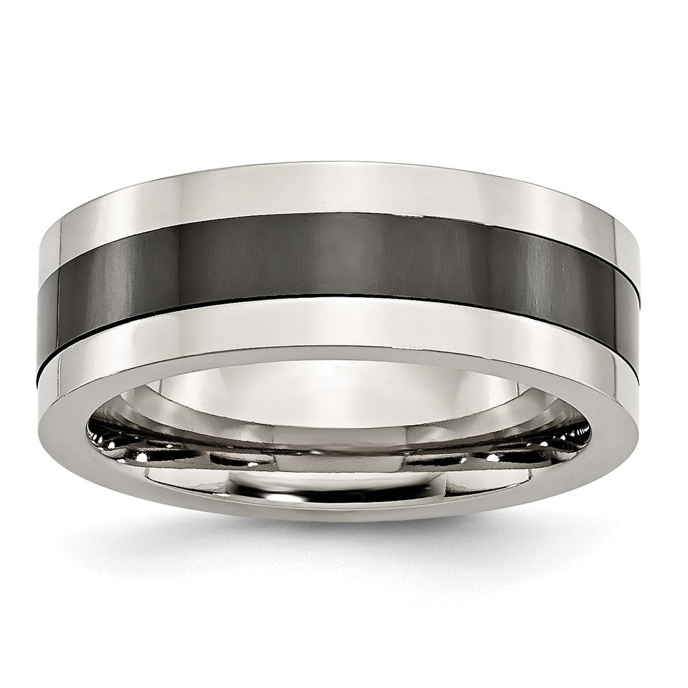 Stainless Steel Base With Polished Black Ceramic Center Band