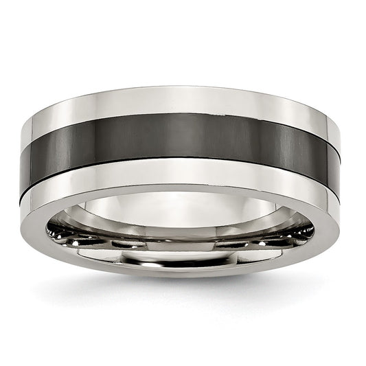 Stainless Steel Base With Polished Black Ceramic Center Band